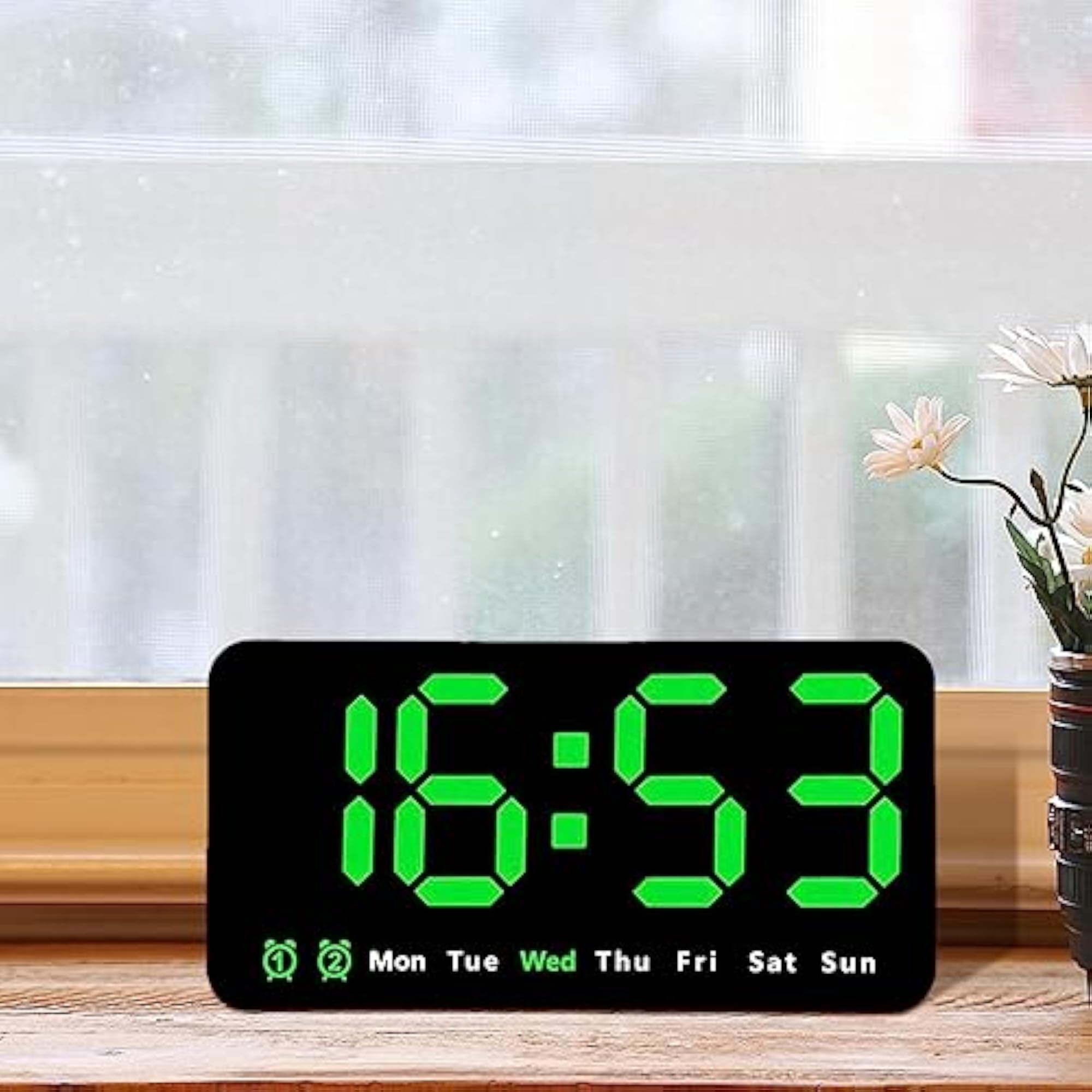 Dimmable LED Desktop Alarm Clock, Green